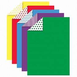 Картон цветной А4 2-сторонний МЕЛОВАННЫЙ, 5 цветов, РИСУНОК на обороте, папка, ЮНЛАНДИЯ, 200х290 мм, 111323