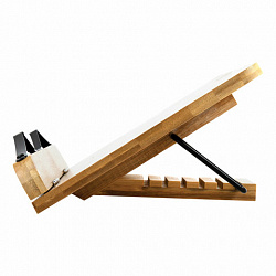 Подставка для книг и планшетов бамбуковая резная BRAUBERG, 28х20 см, регулируемый наклон, 237897