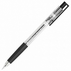 Ручка гелевая автоматическая с грипом BRAUBERG "GLA", ЧЕРНАЯ, стандартный узел 0,5 мм, линия письма 0,35 мм, 144215