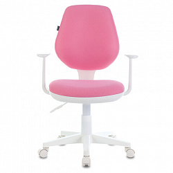 Кресло детское BRABIX "Fancy MG-201W", с подлокотниками, пластик белый, розовое, 532409, MG-201W_532409