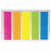 Закладки клейкие неоновые STAFF, 45х12 мм, 100 штук (5 цветов х 20 листов), на пластиковом основании, 129355