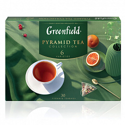 Чай GREENFIELD "Pyramid Tea Collection" ассорти 6 вкусов, НАБОР 30 пирамидок, 1768-10