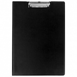 Папка-планшет STAFF, А4 (318х228 мм), с прижимом и крышкой, картон/ПВХ, ЧЕРНАЯ, 229557