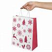 Пакет подарочный КОМПЛЕКТ 10 штук, новогодний, 26x13x32 см, "Winter Kraft", ЗОЛОТАЯ СКАЗКА, 591960