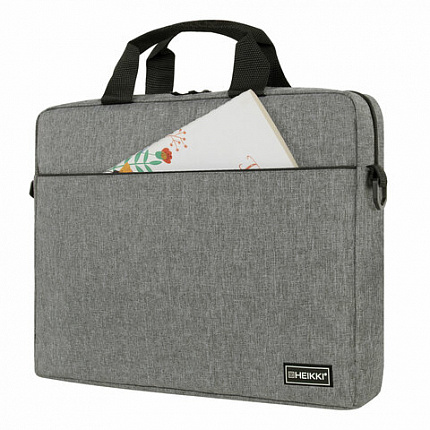 Сумка портфель HEIKKI PERSPECTIVE (ХЕЙКИ) с отд. для ноутбука 15,6", с карманом, серая, 29х40х7см, 272595