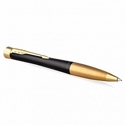 Ручка шариковая PARKER "Urban Twist Black GT", корпус черный, позолоченные детали, синяя, 2143640