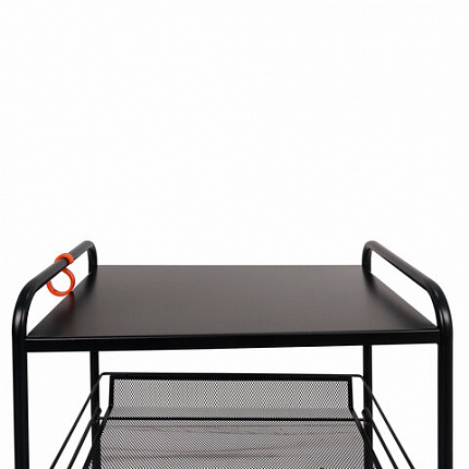 Этажерка "Ладья-34КС" офисно-бытовая 3 яруса+столик, металл, черная, 44,5х30х84 см, Э 357 Ч
