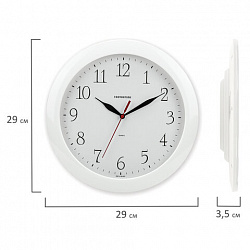Часы настенные TROYKATIME (TROYKA) 11110113, круг, белые, белая рамка, 29х29х3,5 см