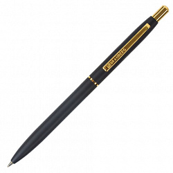 Ручка подарочная шариковая BRAUBERG Brioso, СИНЯЯ, корпус черный с золотистыми деталями, линия письма 0,5 мм, 143466