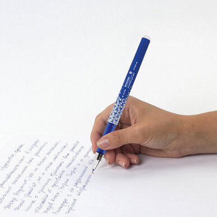 Ручка стираемая гелевая BRAUBERG "REWIND", СИНЯЯ, игольчатый узел 0,5 мм, линия письма 0,35 мм, 144095