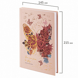 Ежедневник недатированный А5 (145х215 мм), ламинированная обложка с фольгой, 128 л., STAFF, "Butterfly", 113524