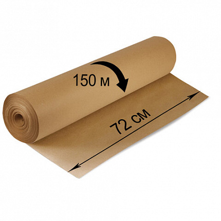 Крафт-бумага в рулоне, 720 мм x 150 м, плотность 78 г/м2, Марка А (Коммунар), BRAUBERG, 440185