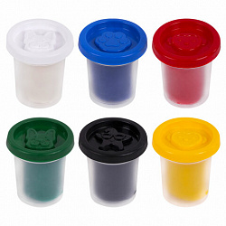 Пластилин-тесто для лепки BRAUBERG KIDS, 6 цветов, 300 г, яркие классические цвета, крышки-штампики, 106718