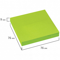 Блок самоклеящийся (стикеры), BRAUBERG, НЕОНОВЫЙ, 76х76 мм, 90 листов, зеленый, 122703