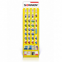 Стойка для размещения товара напольная SONNEN, 205x60x50 см, 32 крючка, 2 полки, металл, 504995