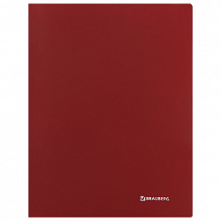 Папка с металлическим скоросшивателем и внутренним карманом BRAUBERG "Диагональ", темно-красная, до 100 листов, 0,6 мм, 221355