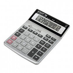 Калькулятор настольный металлический STAFF STF-1712 (200х152 мм), 12 разрядов, двойное питание, 250121