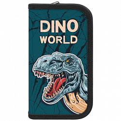 Пенал ПИФАГОР, 2 отделения, ламинированный картон, 19х11 см, "Dino world", 272249