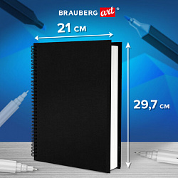 Скетчбук для маркеров, бумага ВХИ 200 г/м2 210х297 мм, 30 л., гребень, твердая обложка, ЧЕРНАЯ, BRAUBERG ART CLASSIC, 115080 
