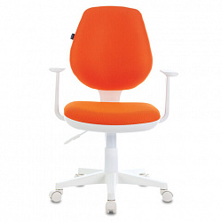 Кресло детское BRABIX "Fancy MG-201W", с подлокотниками, пластик белый, оранжевое, 532410, MG-201W_532410