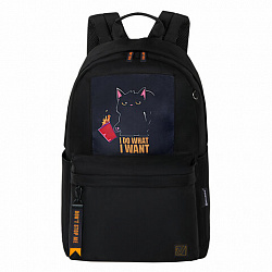 Рюкзак BRAUBERG FASHION CITY универсальный, карман-антивор, Cat, черный, 44х31х16 см, 272569