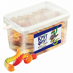 Мармелад жевательный "Забавные змейки" 1,3 кг в пластиковом контейнере, KRUTFRUT, ВМ553