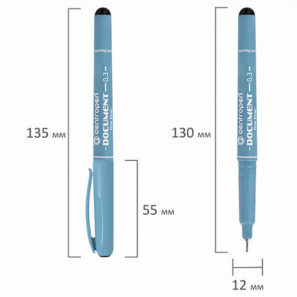 Ручка капиллярная (линер) ЧЕРНАЯ CENTROPEN "Document", трехгранная, линия письма 0,3 мм, 2631/0,3, 2 2631 0102