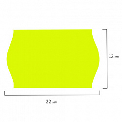 Этикет-лента 22х12 мм, волна, желтая, комплект 5 рулонов по 800 шт., BRAUBERG, 123573