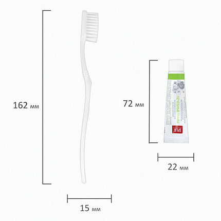 Зубной набор КОМПЛЕКТ 300 шт., HOTEL COLLECTION (зубная щётка + зубная паста 5 г), саше, флоупак, 2000306/1