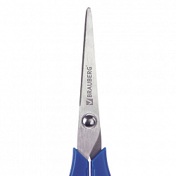 Ножницы BRAUBERG для левши "Left hand", 170 мм, синие, 2-х сторонняя заточка, 236785