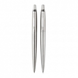 Набор PARKER "Jotter Stainless Steel CT": шариковая ручка синяя и механический карандаш, 2093256