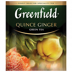 Чай GREENFIELD "Quince Ginger" зеленый с японской айвой и имбирем, 25 пакетиков в конвертах по 2 г, 1388-10