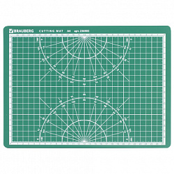 Коврик (мат) для резки BRAUBERG, 3-слойный, А4 (300х220 мм), двусторонний, толщина 3 мм, зеленый, 236905