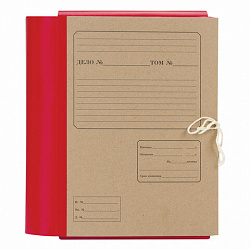 Папка для бумаг архивная А4 (225х310 мм), 120 мм, 4 завязки, крафт, корешок - бумвинил, 123204