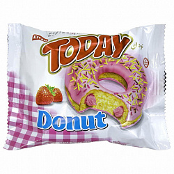 Кекс TODAY "Donut", со вкусом клубники, ТУРЦИЯ, 24 штуки по 40 г в шоу-боксе, 1367