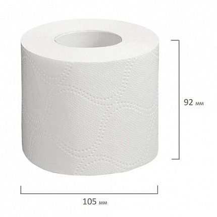 Бумага туалетная бытовая, спайка 12 шт., 2-х слойная, (12х18 м), LAIMA, белая, 128718