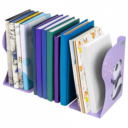 Подставка-держатель для книг и учебников BRAUBERG KIDS "Panda", раздвижная, металлическая, 238064