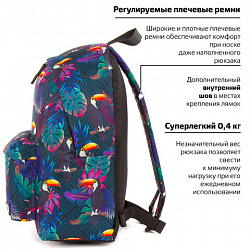 Рюкзак BRAUBERG СИТИ-ФОРМАТ универсальный, "Toucans", разноцветный, 41х32х14 см, 228847