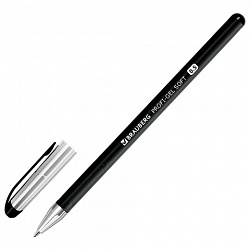 Ручка гелевая BRAUBERG "Profi-Gel SOFT", ЧЕРНАЯ, линия письма 0,4 мм, стандартный наконечник 0,5 мм, прорезиненный корпус SOFT-TOUCH, 144129
