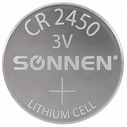 Батарейка литиевая CR2450 1 шт. "таблетка, дисковая, кнопочная", SONNEN Lithium, в блистере, 455601