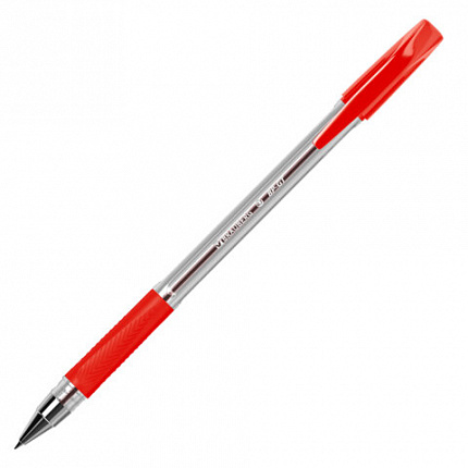Ручка шариковая BRAUBERG "BP-GT", КРАСНАЯ, корпус прозрачный, стандартный узел 0,7 мм, линия письма 0,35 мм, 144007