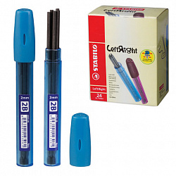 Грифели для карандаша цангового 2 мм, 2B, STABILO, КОМПЛЕКТ 8 штук, "Left Right", 6603/24-2В