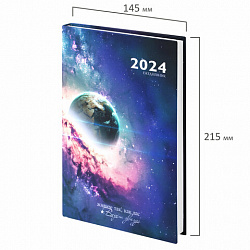 Ежедневник датированный 2024 145х215 мм, А5, STAFF, ламинированная обложка, "Space", 115140