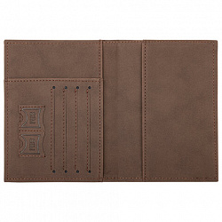 Обложка для паспорта с карманами и резинкой, мягкая экокожа, "PASSPORT", коричневая, BRAUBERG, 238204