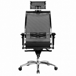 Кресло офисное МЕТТА "SAMURAI" S-3.05, с подголовником, сверхпрочная ткань-сетка, черное