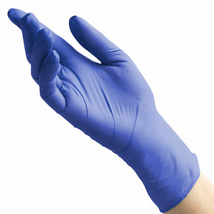 Перчатки нитриловые смотровые 50 пар (100шт) размер S (малый) сиренево-голубые BENOVY MultiColor
