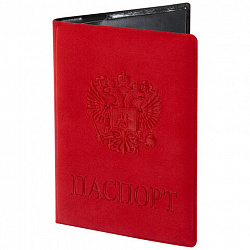 Обложка для паспорта, мягкий полиуретан, "Герб", красная, STAFF, 237612