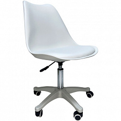 Кресло стул BRABIX "Eames MG-310 PL", пластик белый, экокожа белая, 532926