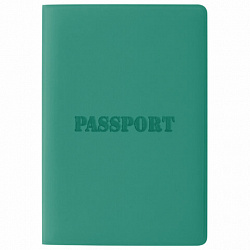 Обложка для паспорта, мягкий полиуретан, "PASSPORT", цвет "тиффани", STAFF, 238404
