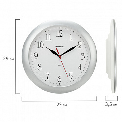Часы настенные TROYKATIME (TROYKA) 11170113, круг, белые, серебристая рамка, 29х29х3,5 см